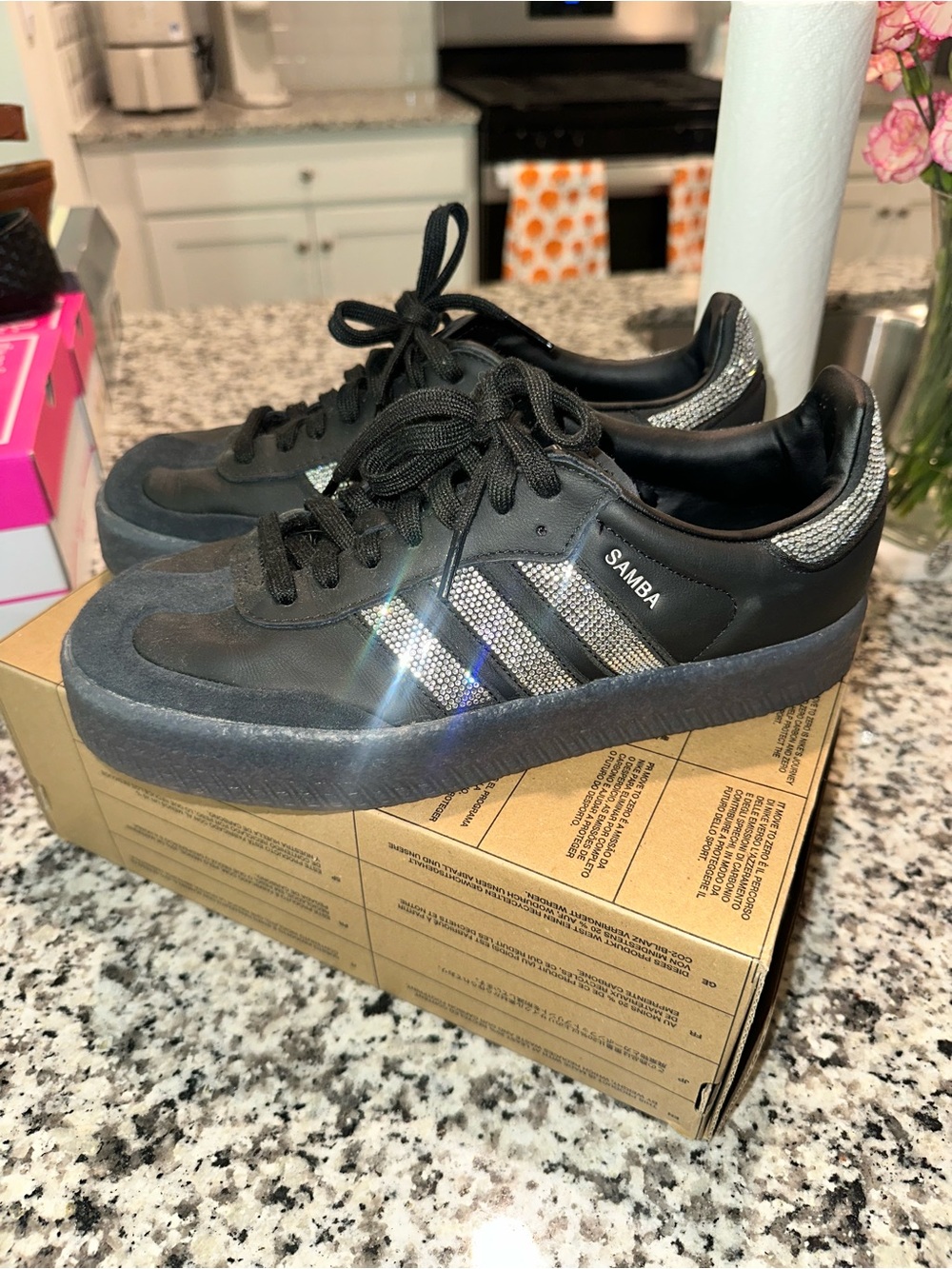 adidas Samba Black Sneakers with rhinestones